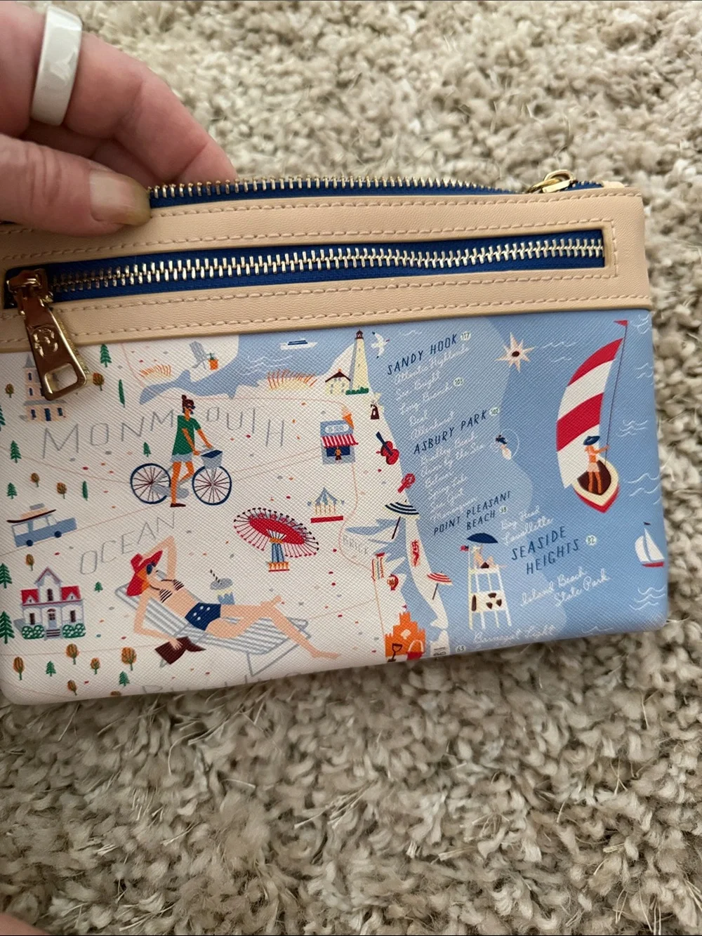 Spartina 449 Light Blue & Cream Down the Shore Map Clutch